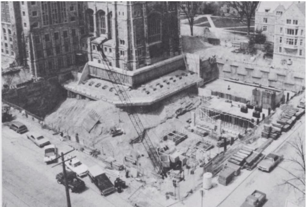 The excavation for the Underground Law Library in 1979