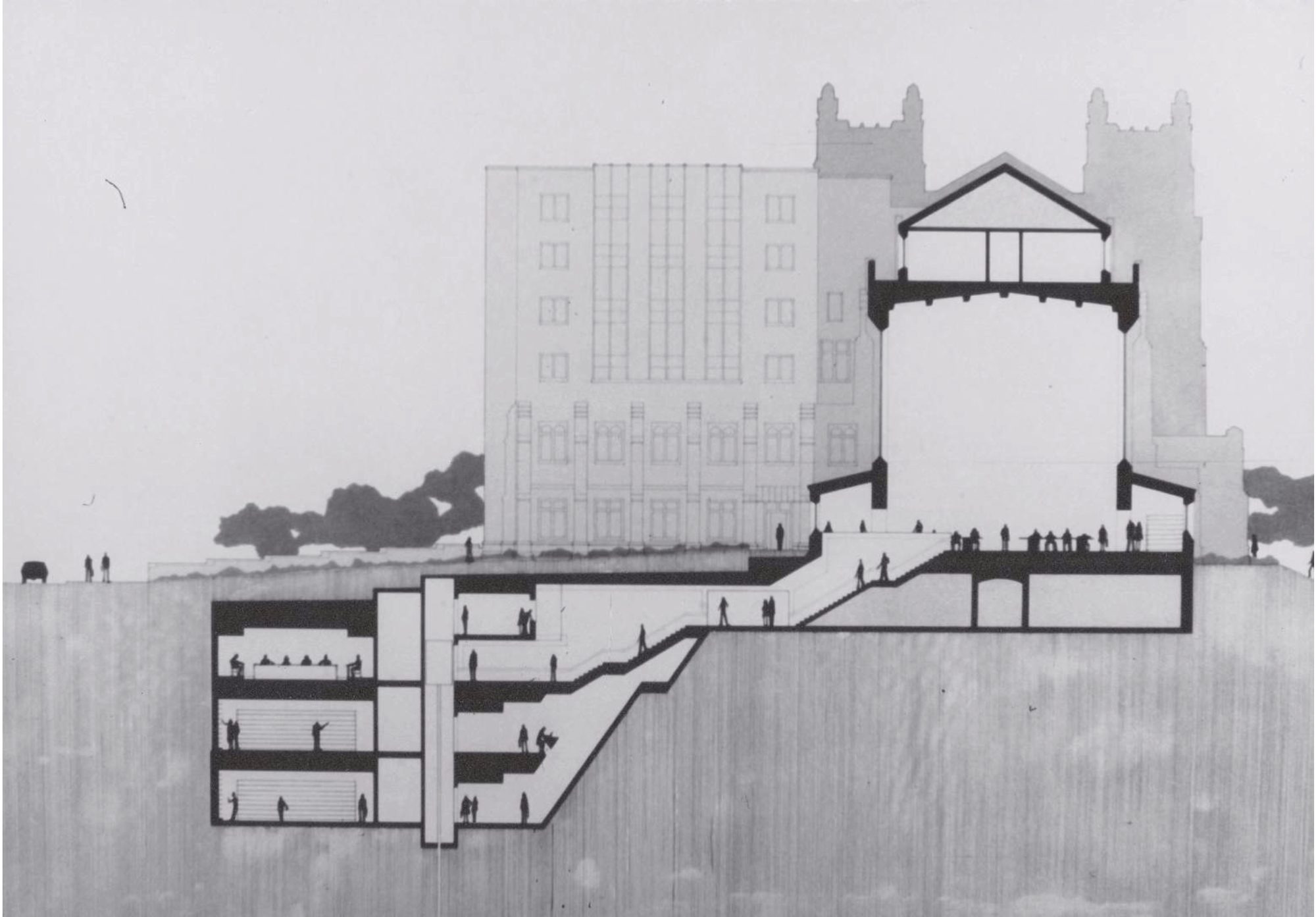 1980 section drawing through the Underground Law Library and Legal Research