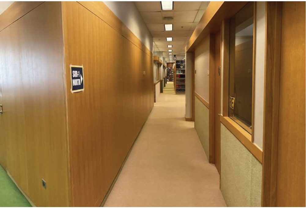 Existing librarian offices in Sub-1 seen from the corridor